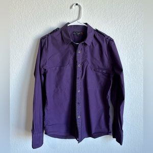 G by Guess, Medium, Long Sleeve Purple Button Down